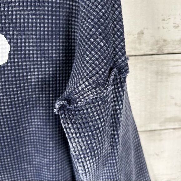 Betsey Johnson Performance Vintage Wash DREAMER Waffle Split Hem Navy T-shirt S - Picture 4 of 6